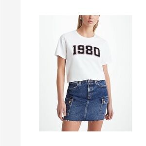 Express White Crop T-Shirt with Crew Neck